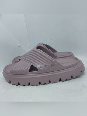 Skechers Foamies Platform Sandals Womens Size 7 Purple Glitter Casual Slides